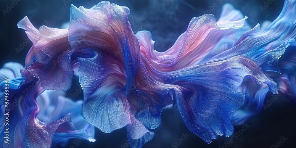 Naklejka premium Abstract Flowing Fabric in Blue and Pink Hues