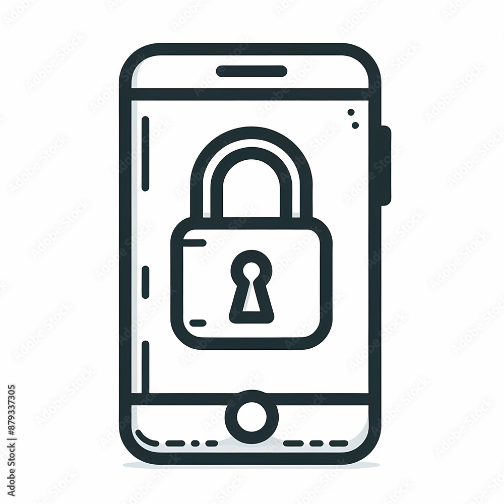 simple outline smartphone padlock screen simple outline smartphone padlock screen