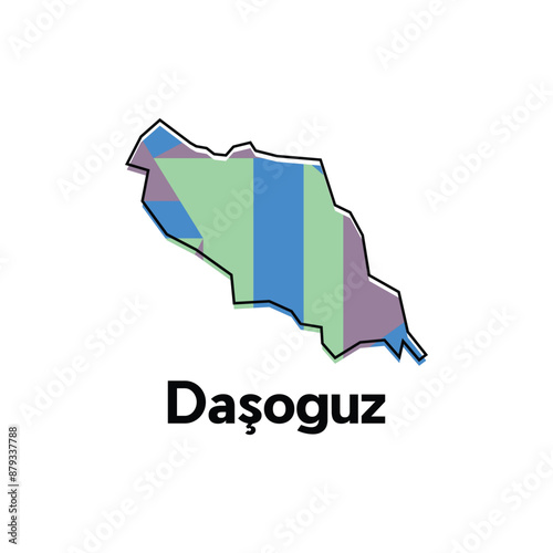 Map of Dasoguz Geometric modern vector design template, national borders and important cities illustration photo