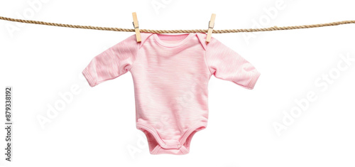PNG Newborn babysuit hang on rope with clothespin white background clothesline coathanger. photo