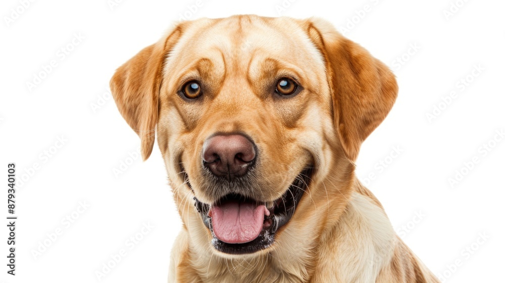 Labrador Portrait: Happy Blond Retriever Dog Front View in Studio Labrador Portrait: Happy Blond Retriever Dog Front View in Studio