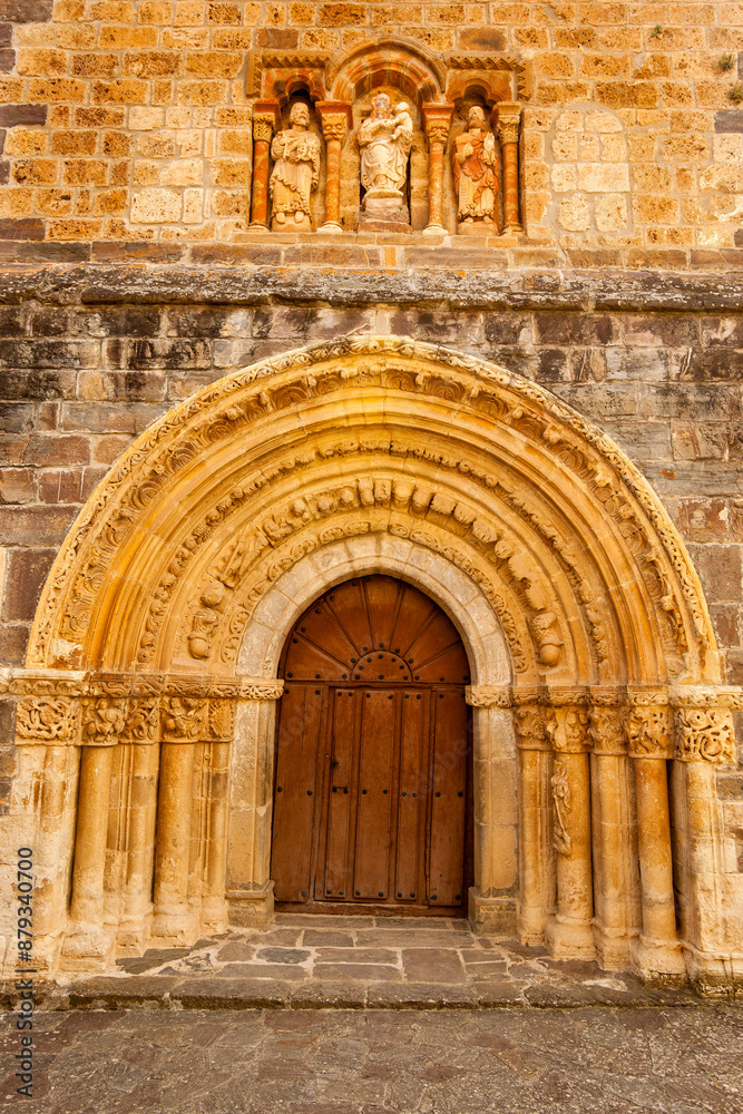 Romanesque reliefs in monastery of Santa María la Real, IX century. Piasca. Picos de Europa. Cantabria. Spain. Romanesque reliefs in monastery of Santa María la Real, IX century. Piasca. Picos de Europa. Cantabria. Spain.