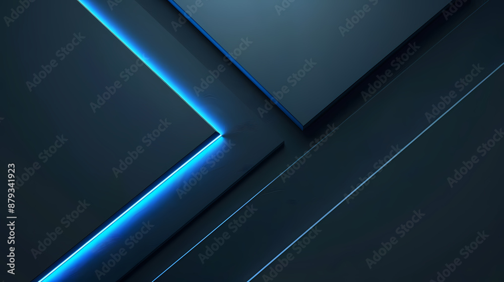 Abstract geometric background with glowing blue lines on dark surfaces, creating a futuristic and modern look. Abstract geometric background with glowing blue lines on dark surfaces, creating a futuristic and modern look.