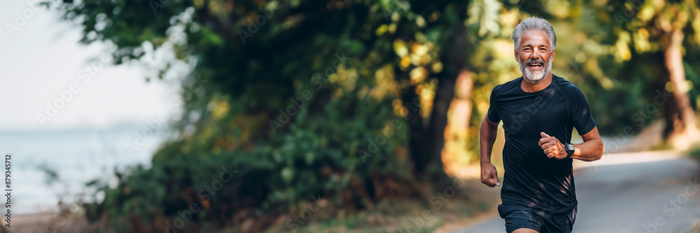Obraz premium Senior man going for a run
