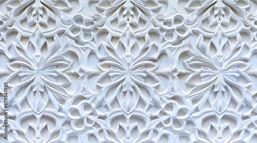 A white wall with a repeating geometric pattern A white wall with a repeating geometric pattern