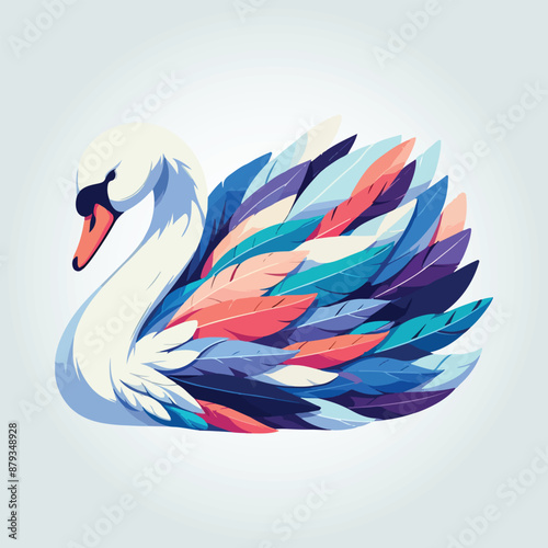 Beautiful Colorful Swan Logo Design 