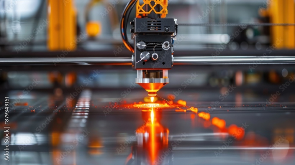 Fototapeta premium 3D Printing: Enables creation of three-dimensional objects from digital files, revolutionizing manufacturing, healthcare, and food production with customized, on-demand products.