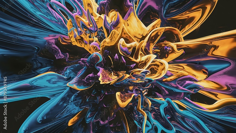 Naklejka premium 3D Abstract Multicolor Visualization Wallpaper