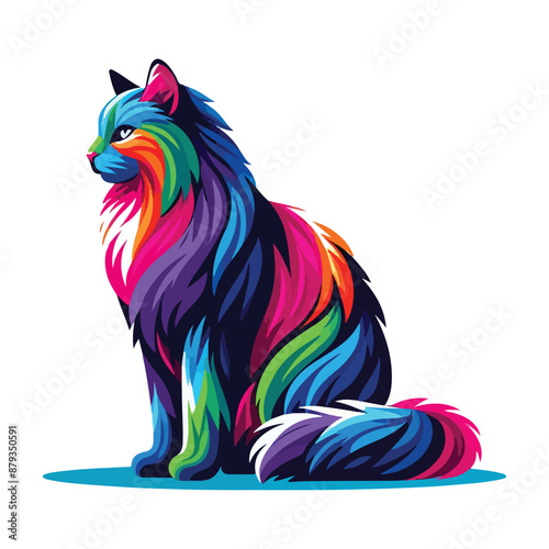 Colorful Artistic Cat Illustration with Vibrant Abstract Fur