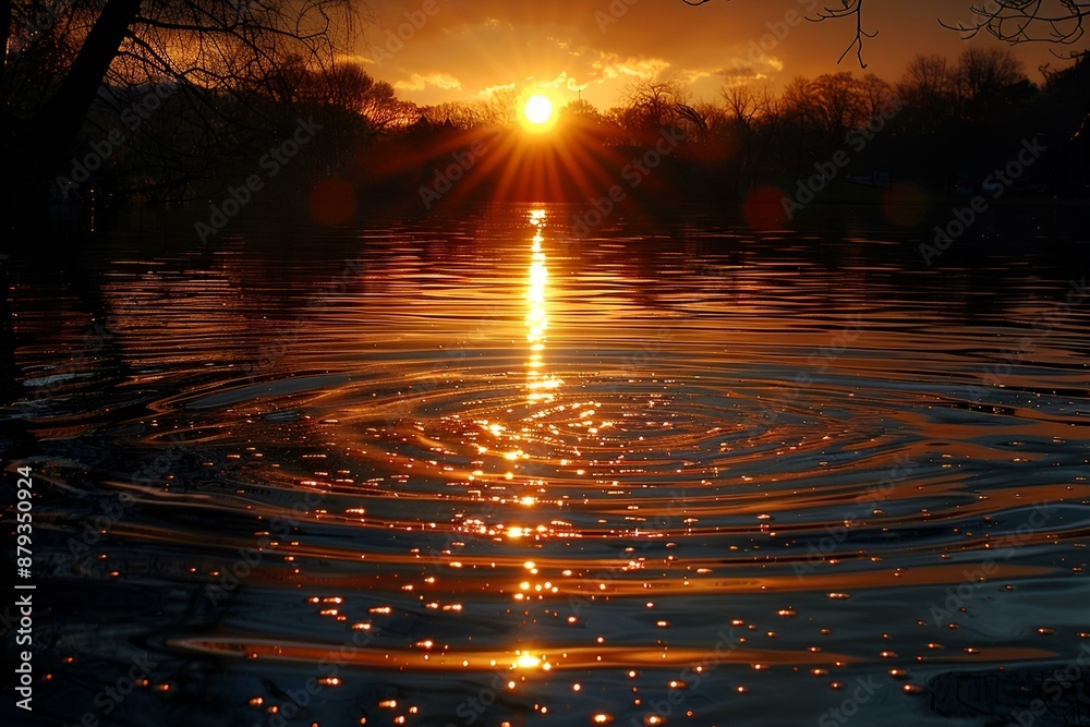 A tranquil scene of a sunset casting a warm glow over a peaceful lake,. A tranquil scene of a sunset casting a warm glow over a peaceful lake,.