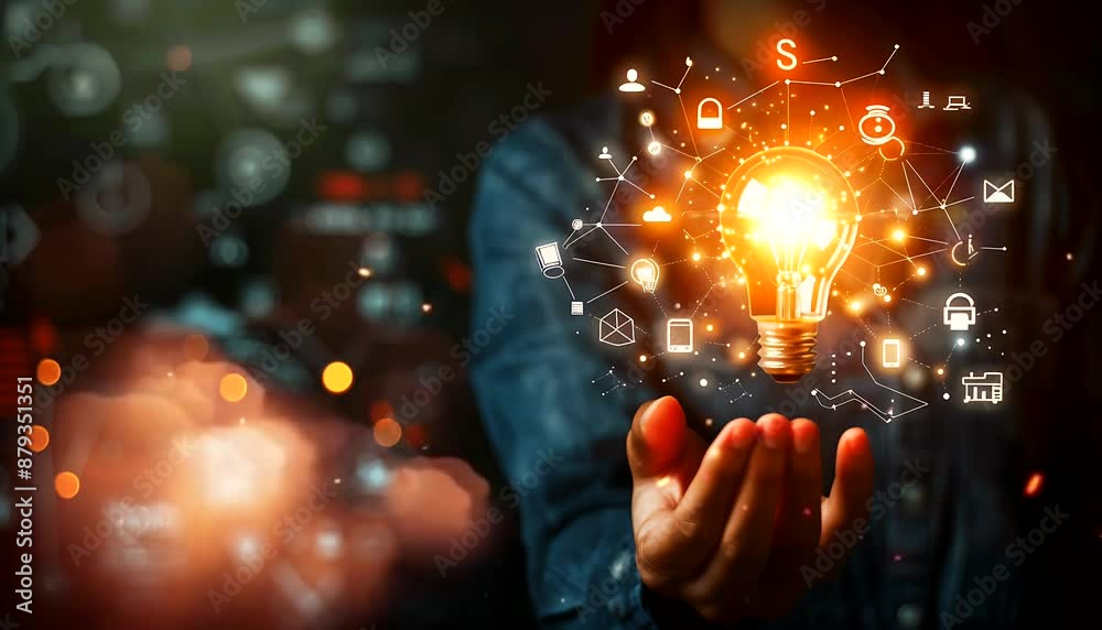 Bright light bulb indicating innovative business marketing ideas, fostering a culture of creativity and success Bright light bulb indicating innovative business marketing ideas, fostering a culture of creativity and success