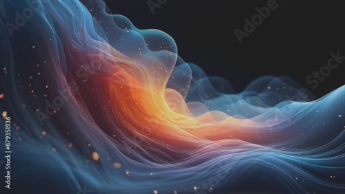 Swirl from particles on surface. Waving smooth twirl of dots. Seamless loop
 photo