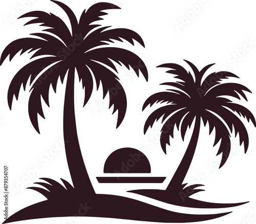 plam logo icon silhouette vector style,Clipart , Illustration black with white background