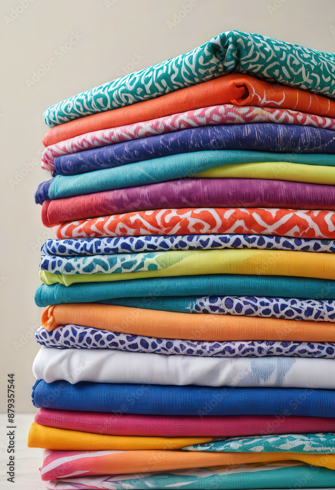 A stack of colorful laundry A stack of colorful laundry
