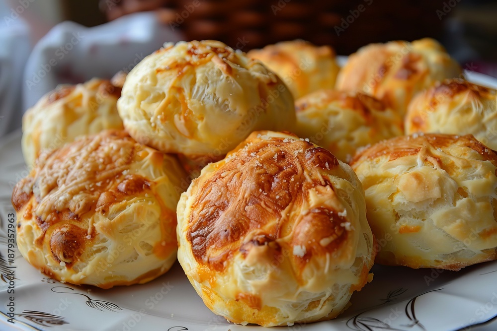 Delicious golden brown cheese bread rolls, fresh from the oven and ready to eat Delicious golden brown cheese bread rolls, fresh from the oven and ready to eat