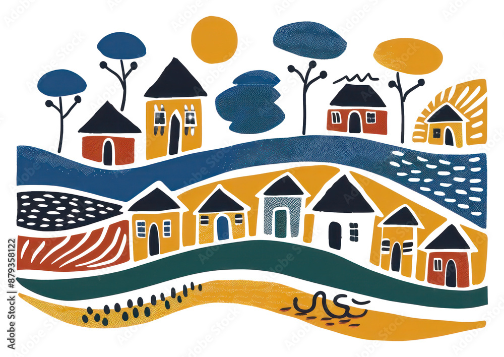 Fototapeta premium PNG Vector countryside impressionism drawing sketch art.