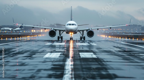 Airbus passenger plane lands at the airport
