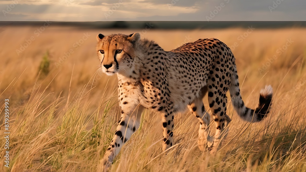 Alone Cheetah walking in the grass wallpaper Alone Cheetah walking in the grass wallpaper
