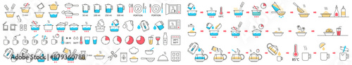 Cooking and preparation instructions. Set of sign for detailed guideline set