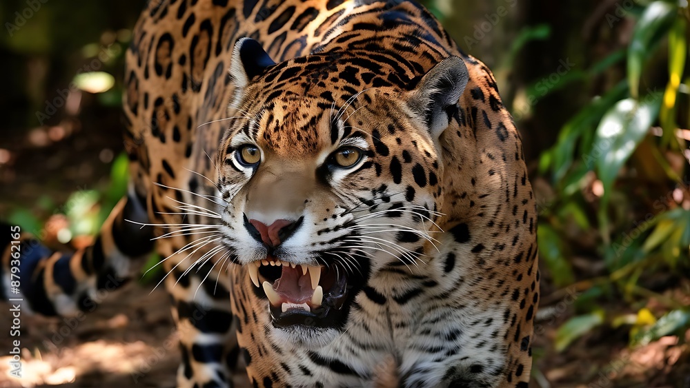 Attractive image of a powerful hunter jaguar wallpaper Attractive image of a powerful hunter jaguar wallpaper