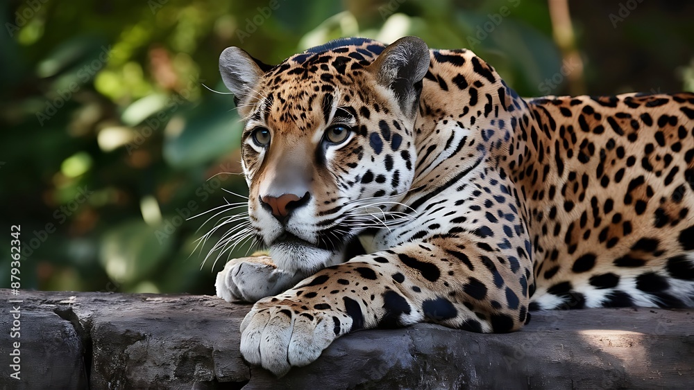 Fototapeta premium Attractive image of a powerful hunter jaguar wallpaper