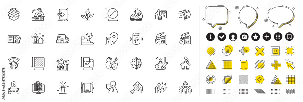Set of Algorithm, Warning and Entrance line icons for web app. Design ...