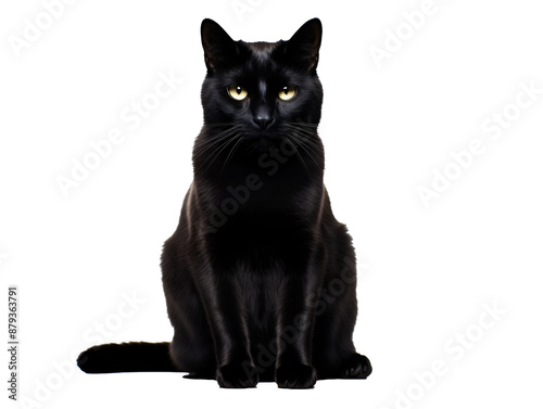 a black cat with yellow eyes
