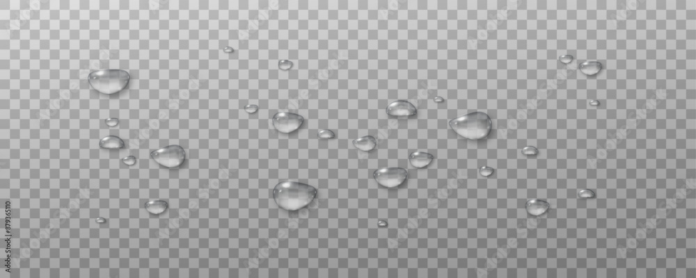 Realistic vector water drops png on a transparent light background ...