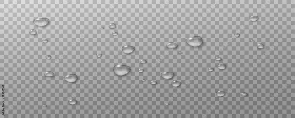 Realistic vector water drops png on a transparent light background ...