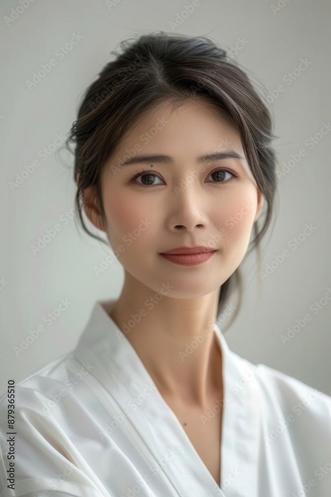 Beauty Asian director spa promotes healthy skin, isolated on white background Beauty Asian director spa promotes healthy skin, isolated on white background
