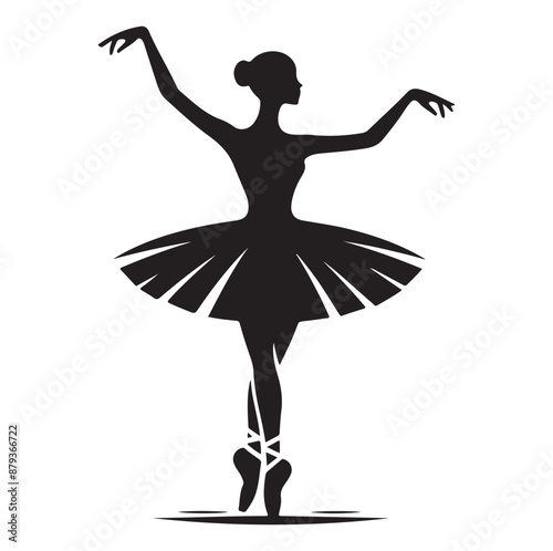 Ballerina vector icon in flat style black color silhouette