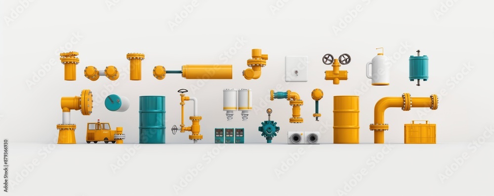 Safety equipment on factory floor, manufacturing element, realistic 3D render, isolated on white background Safety equipment on factory floor, manufacturing element, realistic 3D render, isolated on white background