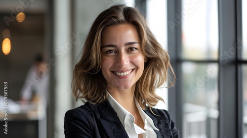 Confident Businesswoman Smiling in Modern Office with Natural Light and Industrial Design Free Download Confident Businesswoman Smiling in Modern Office with Natural Light and Industrial Design - GFXLoad
