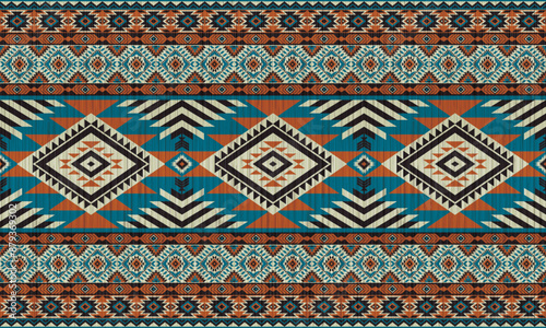 American tribal ethnic native pattern.Traditional Navajo,Aztec,Apache,Southwest and Mexican style fabric pattern.Abstract vector motifs pattern.For fabric,clothing,blanket,carpet,woven,wrap,decoration