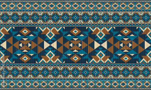 American tribal ethnic native pattern.Traditional Navajo,Aztec,Apache,Southwest and Mexican style fabric pattern.Abstract vector motifs pattern.For fabric,clothing,blanket,carpet,woven,wrap,decoration