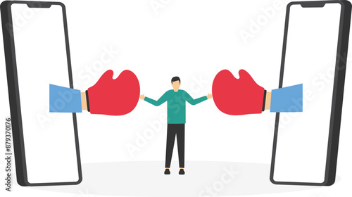 Conflict resolution. Competitors as an arbitration success. Flat vector illustration


