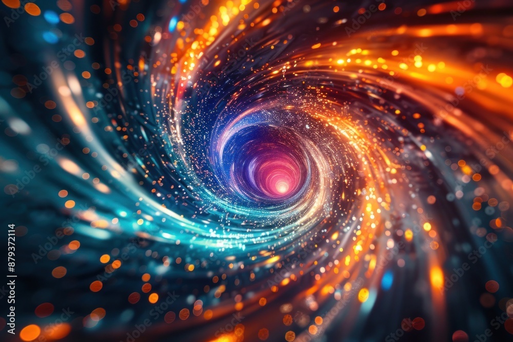 Obraz premium Abstract background, light speed effect, swirling light streaks radiating vortex, digital wallpapers