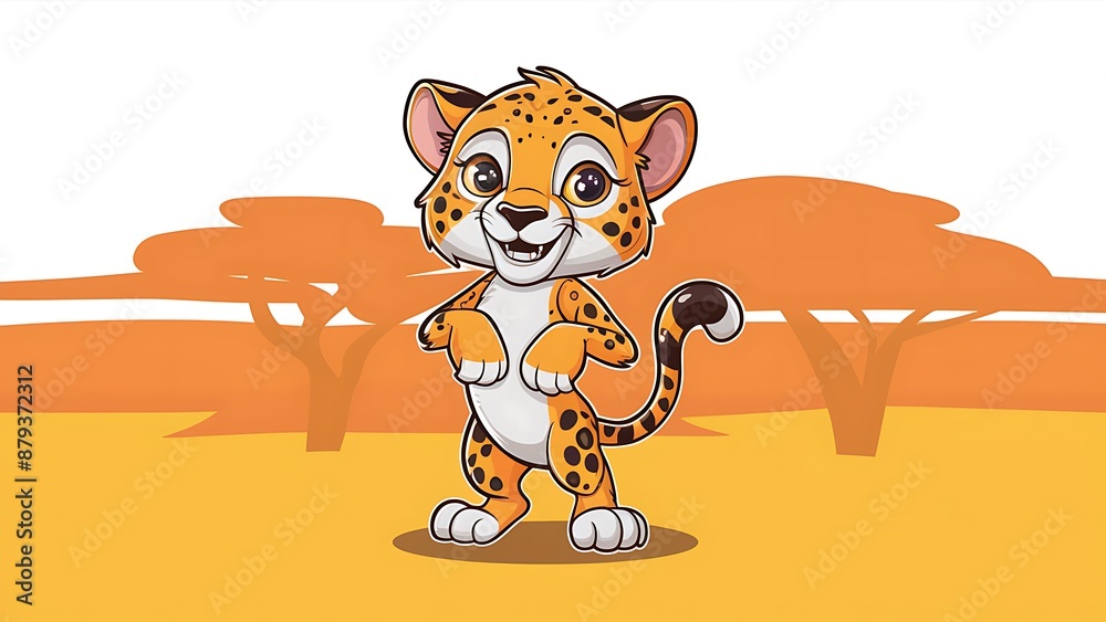 Obraz premium Cute cheetah Cartoon Vector Icon Illustration
