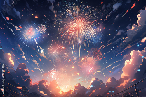 Beautiful summer fireworks.