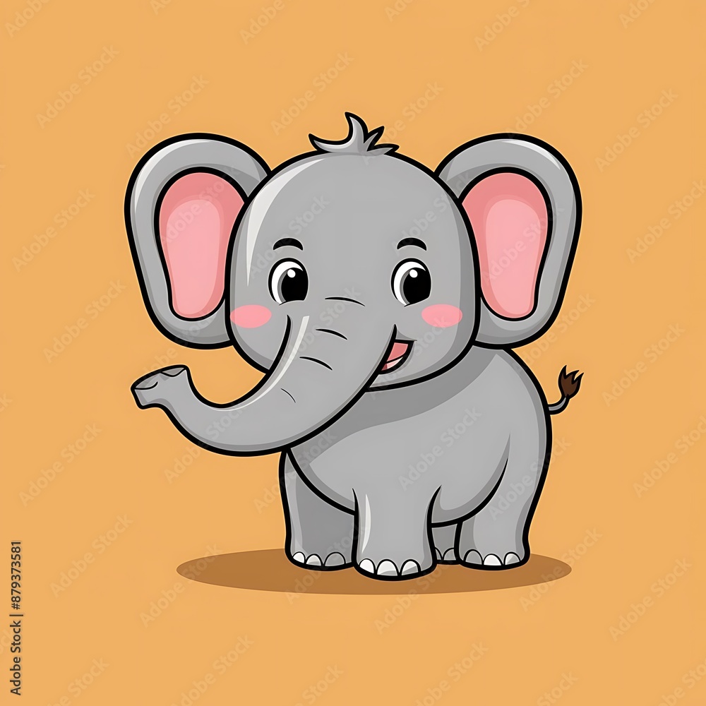 Fototapeta premium Cute elephant Cartoon Vector Icon Illustration