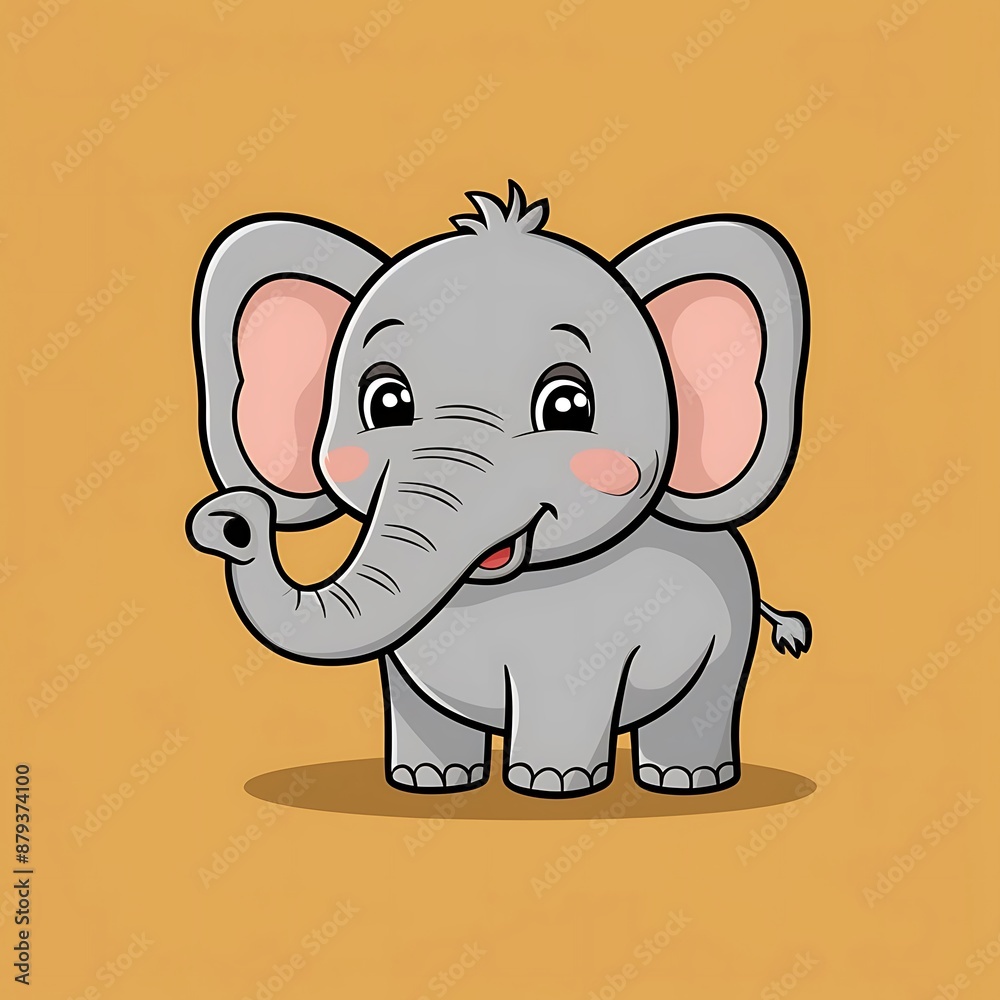 Obraz premium Cute elephant Cartoon Vector Icon Illustration