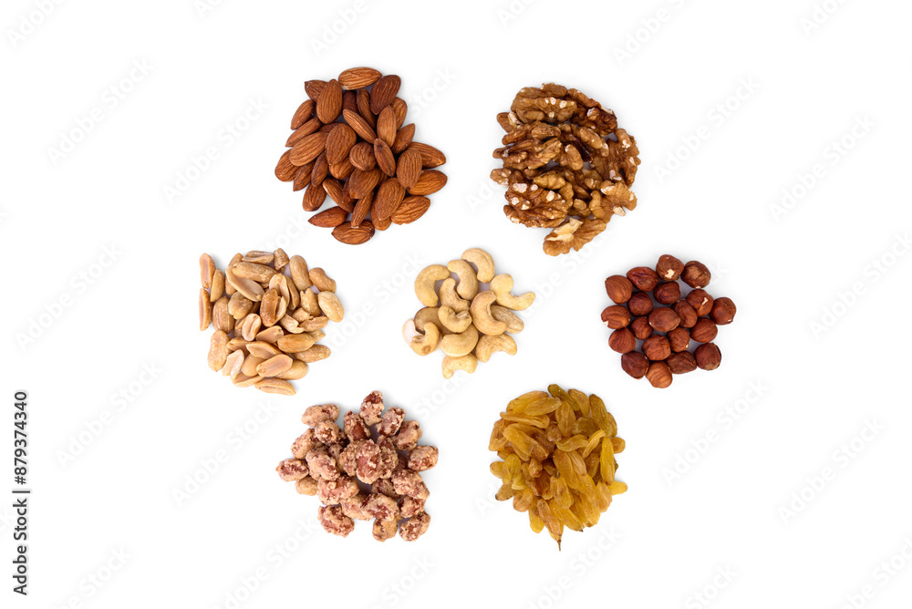 Pile of mixed nuts isolated on white background. Pile of mixed nuts isolated on white background.
