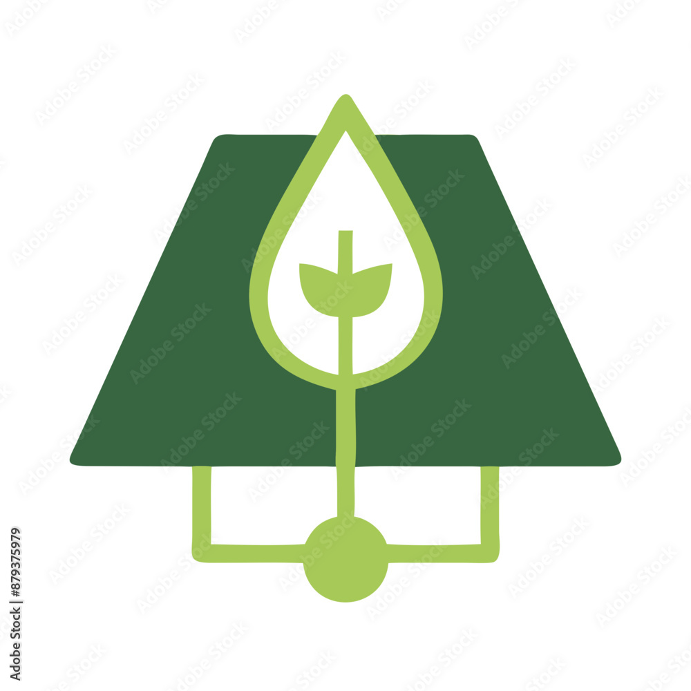 Green Leaf on Circuit Icon, Flat Design, Eco-Friendly Concept Green Leaf on Circuit Icon, Flat Design, Eco-Friendly Concept
