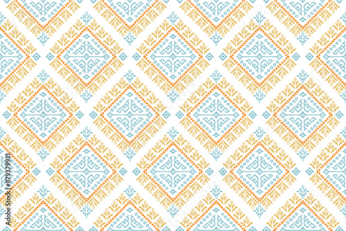 Geometric saree ethnic seamless pattern. abstract illustration. design for geometric pattern wallpaper. Tribal ethnic vector texture. Aztec style. Folk embroidery. Indian, Scandinavian, African rug.