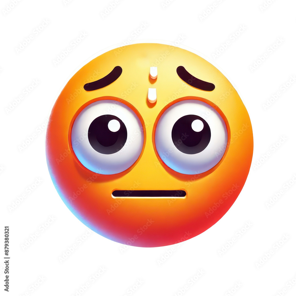 Nervous emoji face with sweat drop isolated on white background
Nervous emoji face with sweat drop isolated on white background