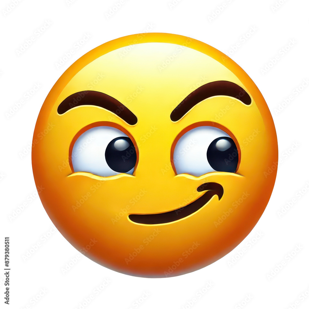 Sly emoji face with side glance isolated on white background
Sly emoji face with side glance isolated on white background
