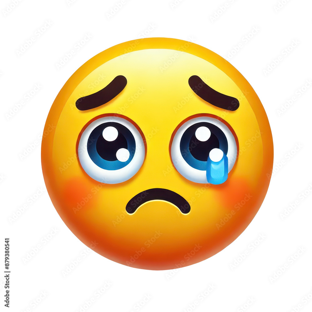 Crying emoji face with tear and sad expression isolated on white background
Crying emoji face with tear and sad expression isolated on white background