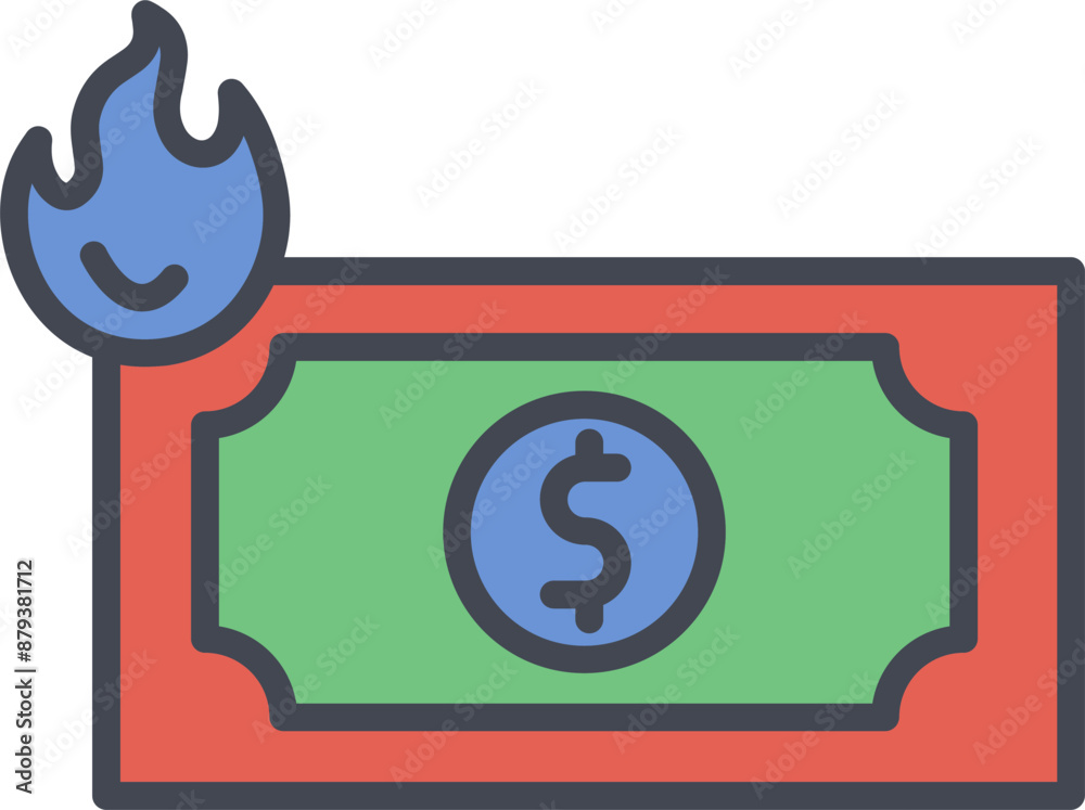 Dollar on Fire Vector Icon Dollar on Fire Vector Icon