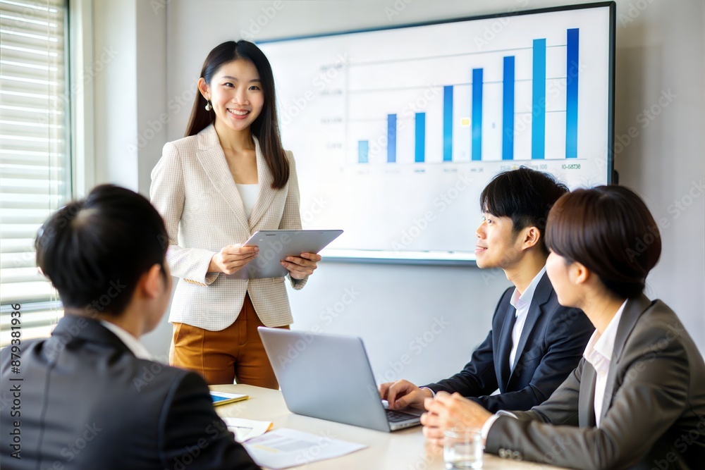 Asian Businesswoman Presenting Budget Analysis in Meeting
Asian Businesswoman Presenting Budget Analysis in Meeting