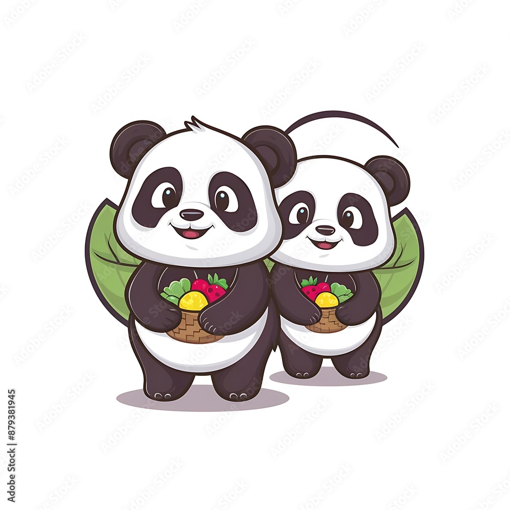 Obraz premium Cute Panda Cartoon Vector Icon Illustration